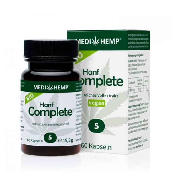 MEDIHEMP – Bio Hanf Complete Kapseln – Bio CBD Kapseln 5 % (810 mg) – 60 Stck.
