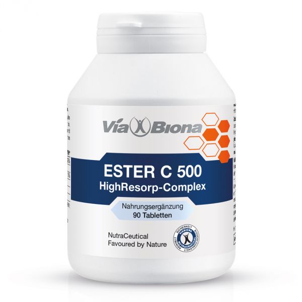 ESTER C 500 HIGHRESORP-COMPLEX, hoch bioverfügbar, gut verträglich, +Calcium, +Citrus-Bioflavonide.