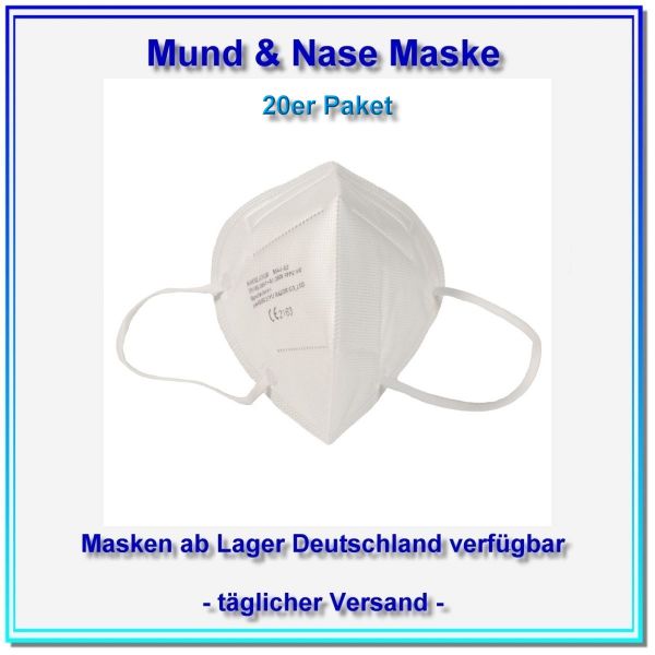 Duuja FFP2 Maske, Einmalmundschutz 20 Stück. im Karton, Farbe: weiß, Hersteller: Duuja