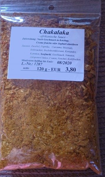 Chakalaka - Gewürz afrikanische Soße - Gewicht netto: 120 g